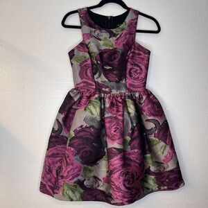 Jodi Kristopher Floral Tapestry Sleeveless Fit & Flare Party Dress size 1
